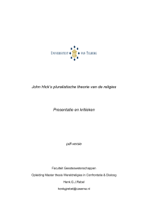 John Hick`s pluralistische theorie van de religies