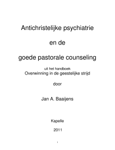 Antichristelijke psychiatrie en de goede pastorale counseling
