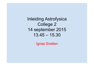 Inleiding Astrofysica College 2 14 september 2015 13.45 – 15.30