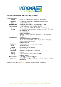 BTO W•BOOK 15M76 met Intel Kaby Lake i7 processor