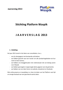 Jaarverslag 2013 Stichting Platform Waspik JAARVERSLAG 2013 1