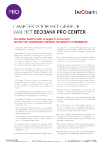 Charter voor het gebruik van het BeoBank PRo centeR