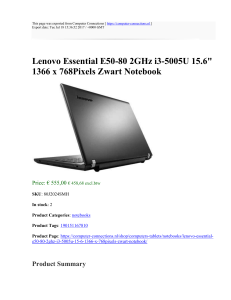 Lenovo Essential E50-80 2GHz i3-5005U 15.6" 1366 x 768Pixels