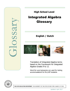 Integrated Algebra Glossary