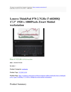 Lenovo ThinkPad P70 2.7GHz i7-6820HQ 17.3" 1920 x 1080Pixels