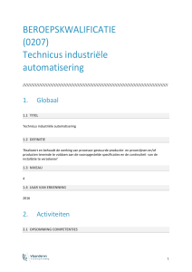 BEROEPSKWALIFICATIE (0207) Technicus industriële automatisering