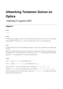Uitwerking Tentamen Golven en Optica - A
