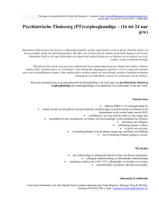 Psychiatrische Thuiszorg (PT)verpleegkundige – (16 tot 24 uur p/w