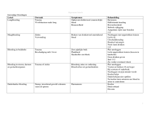 Algemene letsels 1 Inwendige bloedingen Letsel Oorzaak