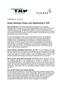 Grote interesse Fluxys voor deelneming in TAP (17.6.2013)