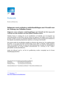 Belgacom voert exclusieve onderhandelingen met Vivendi