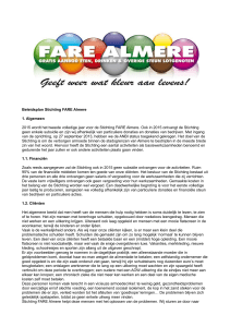 Beleidsplan Stichting FARE Almere 1. Algemeen 2015 wordt het