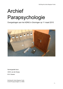 Archief Parapsychologie - Stichting Het Johan Borgman Fonds