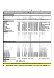 QuinQ Prijslijst particulier - QuinQ Entertainment and Productions