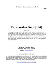 De woorden Gods [184] - Christian Churches of God