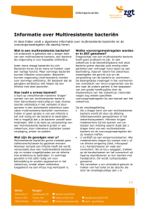Informatie over Multiresistente bacteriën (ZGT) Infectiepreventie