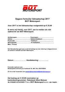 Opgave formulier niet rijdend lidmaatschap 2017