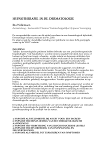 HYPNOTHERAPIE IN DE DERMATOLOGIE Ria Willemsen