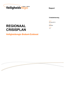 Regionaal crisisplan Veiligheidsregio Brabant