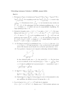 Uitwerking tentamen Calculus 1 (2DB80), januari 2012. Deel A 1