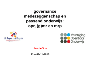 governance medezeggenschap en passend onderwijs: opr, (g)mr