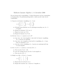 Midtoets Lineaire Algebra 1, 11 december 2008