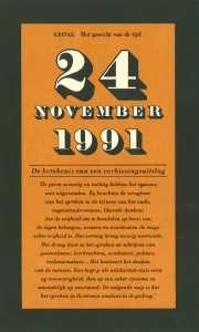 24 november 1991. De betekenis van een verkiezingsuitslag