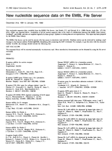 New nucleotide sequence data on the EMBL File Server
