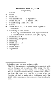 Preek over Mark.10, 13-16