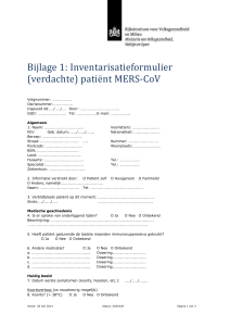 Bijlage 1: Inventarisatieformulier (verdachte) patiënt MERS