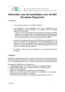 Informatie voor de kandidaten voor de titel Europees Ergonoom