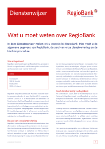 Dienstenwijzer Wat u moet weten over RegioBank