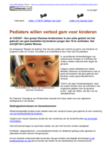 Pediaters willen verbod gsm voor kinderen