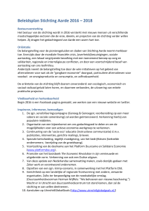 Beleidsplan Stichting Aarde 2016 – 2018