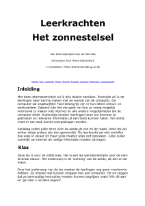 Leerkrachten Het zonnestelsel Een Internetproject voor de 5de klas