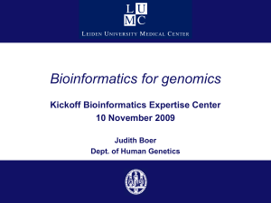 Bioinformatics for genomics - Judith Boer