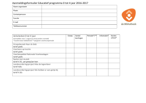 Aanmeldingsformulier Educatief programma 0 tot 4 jaar 2016-2017