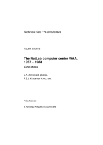 The NatLab computer center WAA, 1967 – 1983 - Vereniging Int