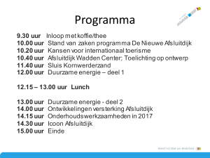 Stand van zaken programma De Nieuwe Afsluitdijk