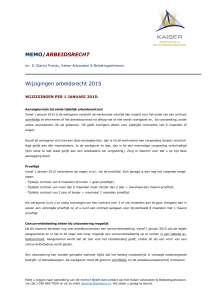 MEMO/ARBEIDSRECHT Wijzigingen arbeidsrecht 2015