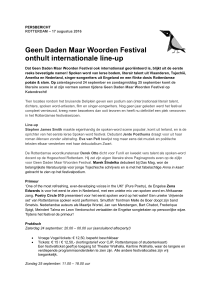Geen Daden Maar Woorden Festival onthult internationale line-up