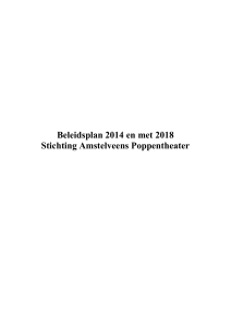 Beleidsplan APT 2014-2018 - Amstelveens Poppentheater