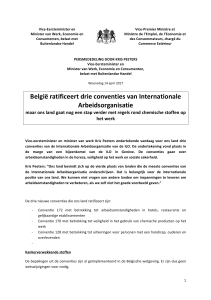 België ratificeert drie conventies van Internationale