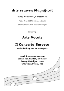 drie eeuwen Magnificat Arte Vocale Il Concerto Barocco