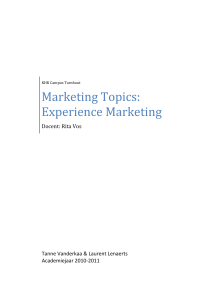 Marketing Topics: Experience Marketing