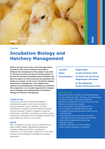 Incubation Biology and Hatchery Management
