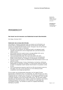 persbericht Ervaren discriminatie in Nederland
