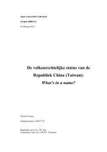 De volkenrechtelijke status van de Republiek China (Taiwan
