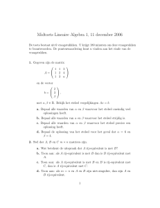 Midtoets Lineaire Algebra 1, 11 december 2006