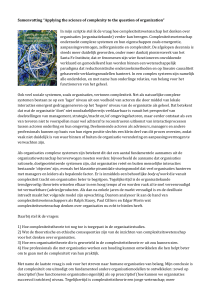 Samenvatting “Applying the science of complexity to the question of